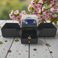 Coffret Cadeau Rose Éternelle avec Collier Cœur et Tiroir à Bijoux