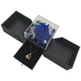 Coffret Cadeau Rose Éternelle avec Collier Cœur et Tiroir à Bijoux
